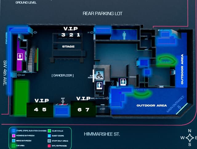 Kemistry Night Club map - Ground Level