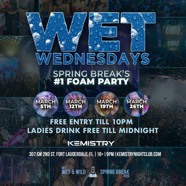 SPRING BREAK : WET WEDNESDAYS at Kemistry Night Club