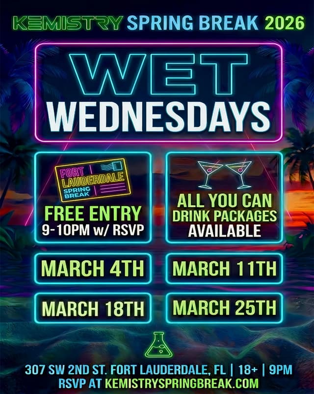 SPRING BREAK : WET WEDNESDAYS at Kemistry Night Club
