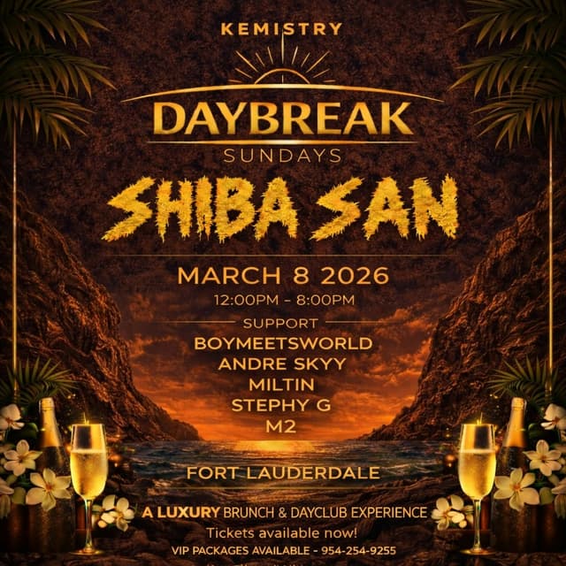 DAYBREAK SUNDAYS : SHIBA SAN at Kemistry Night Club