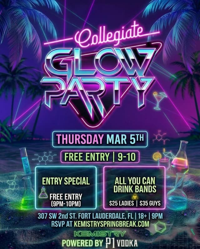 SPRING BREAK : GLOW PARTY at Kemistry Night Club
