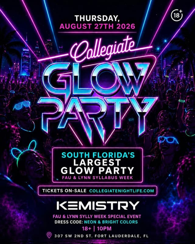 COLLEGIATE GLOW PARTY at Kemistry Night Club