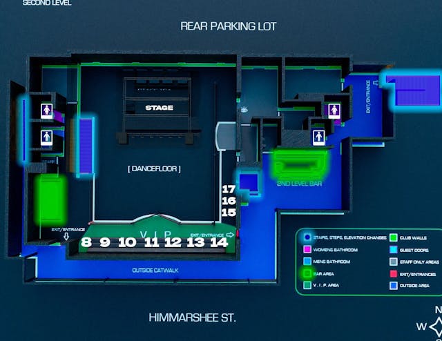 Kemistry Night Club map - Second Level